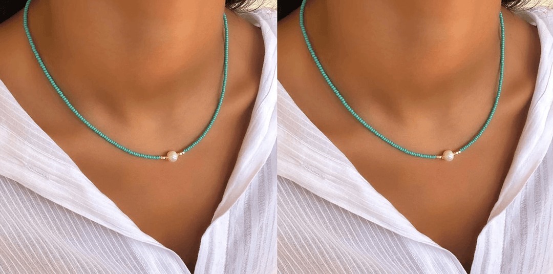 Refined Pearl Necklace (Buy 1 Get 1 Free) - Luxury Pearl-Turquoise + Turquoise (1+1 free)-The Livary