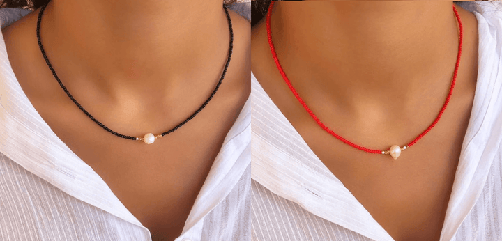 Refined Pearl Necklace (Buy 1 Get 1 Free) - Luxury Pearl-Black + red (1+1 free)-The Livary