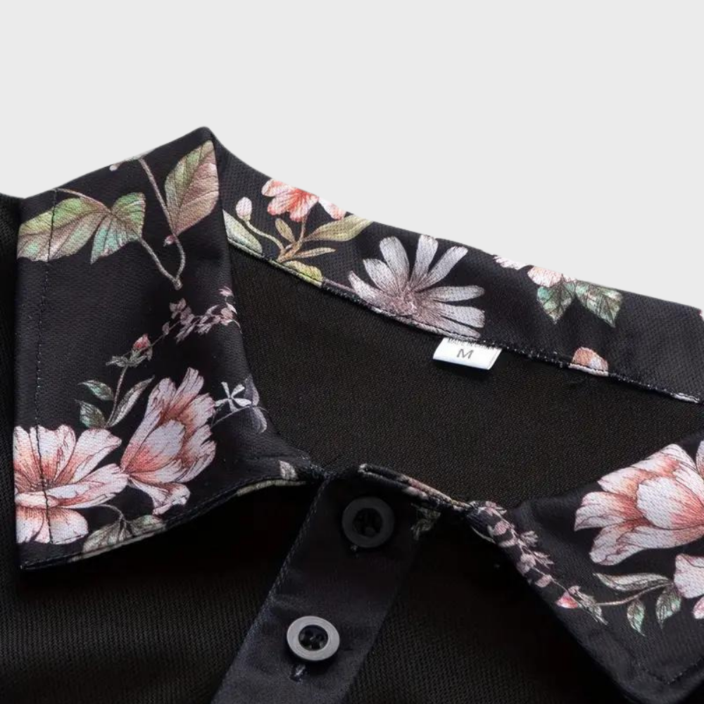 Men's Polo with Subtle Print - Noah-Black-XS-The Livary