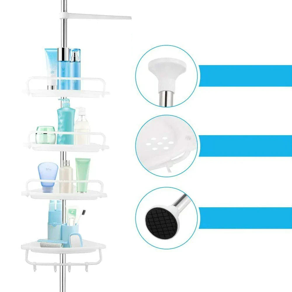 Telescopic Shower Rack with 4 Shelves – VertiRack-The Livary