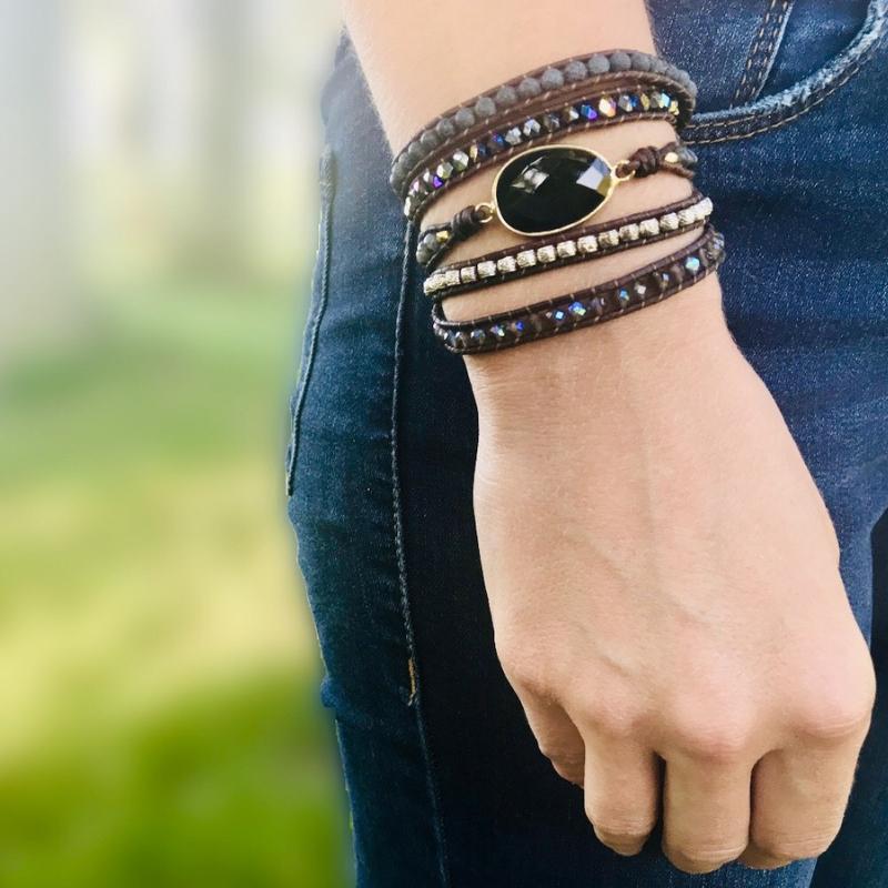 Onyx Moonlight Protective Wrap Bracelet - Lunara-The Livary