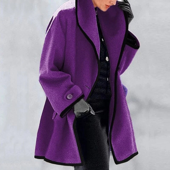 Warm Winter Wool Ladies Trench Coat - Emma-Purple-S-The Livary