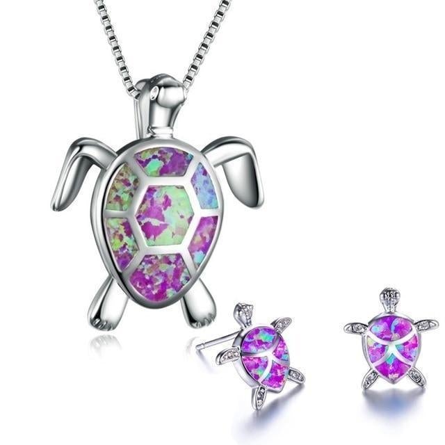 Ocean Wonder Turtle Set with Necklace and Earrings - Mila-Purple-The Livary