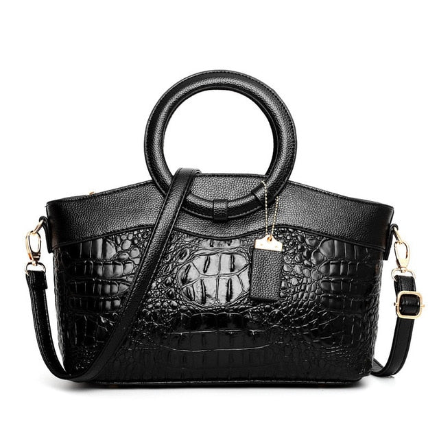 Luxury Leather Shoulder Bag - Liva-Black-The Livary