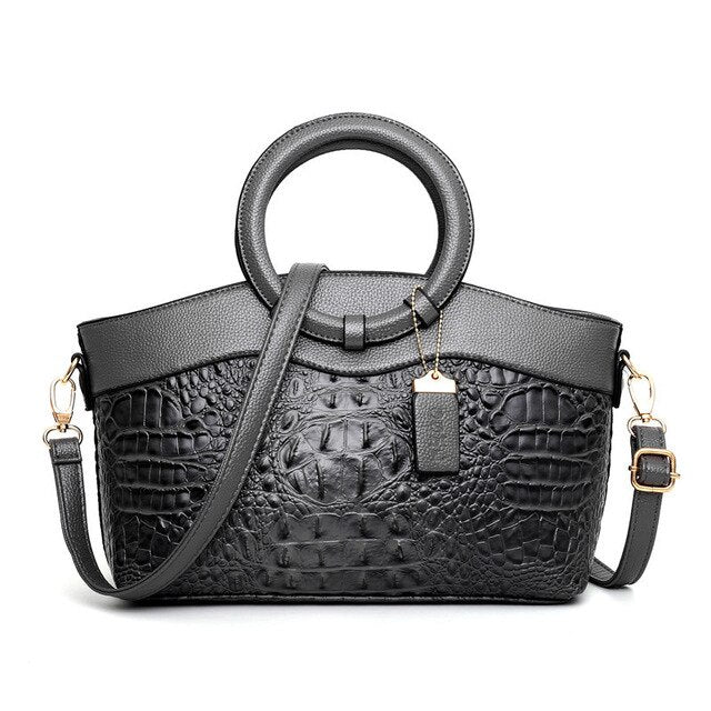 Luxury Leather Shoulder Bag - Liva-Grey-The Livary