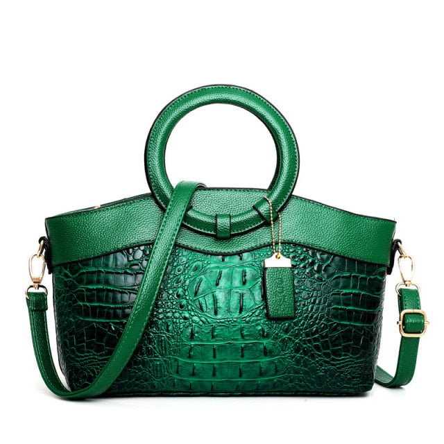 Luxury Leather Shoulder Bag - Liva-Green-The Livary