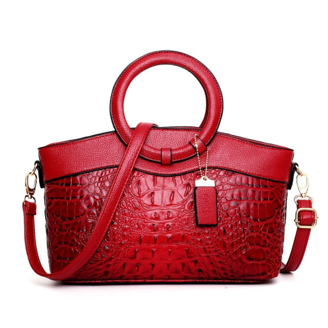 Luxury Leather Shoulder Bag - Liva-Red-The Livary