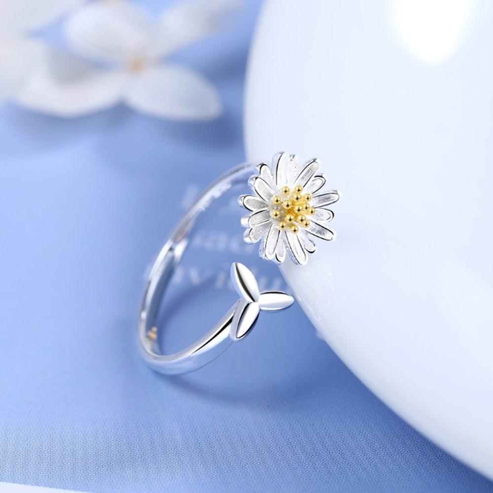 Adjustable Silver Sunflower Ring - Helios-The Livary