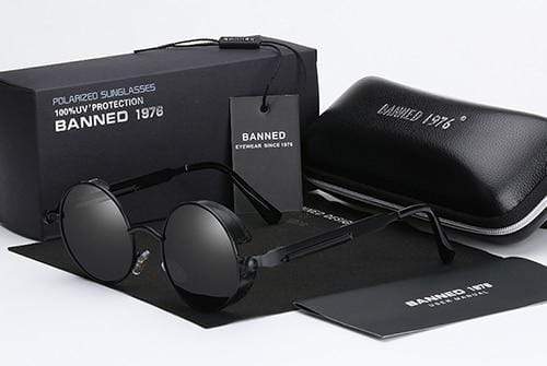 Retro Round Polarised Steampunk Sunglasses – Argo-Black-The Livary