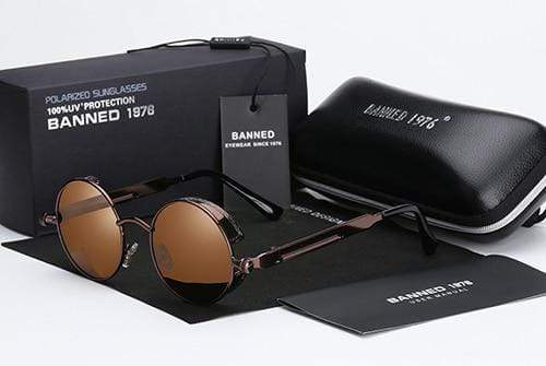 Retro Round Polarised Steampunk Sunglasses – Argo-Bronze-The Livary