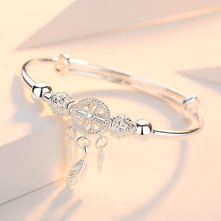 Silver Adjustable Dreamcatcher Bracelet - Aiyana-The Livary
