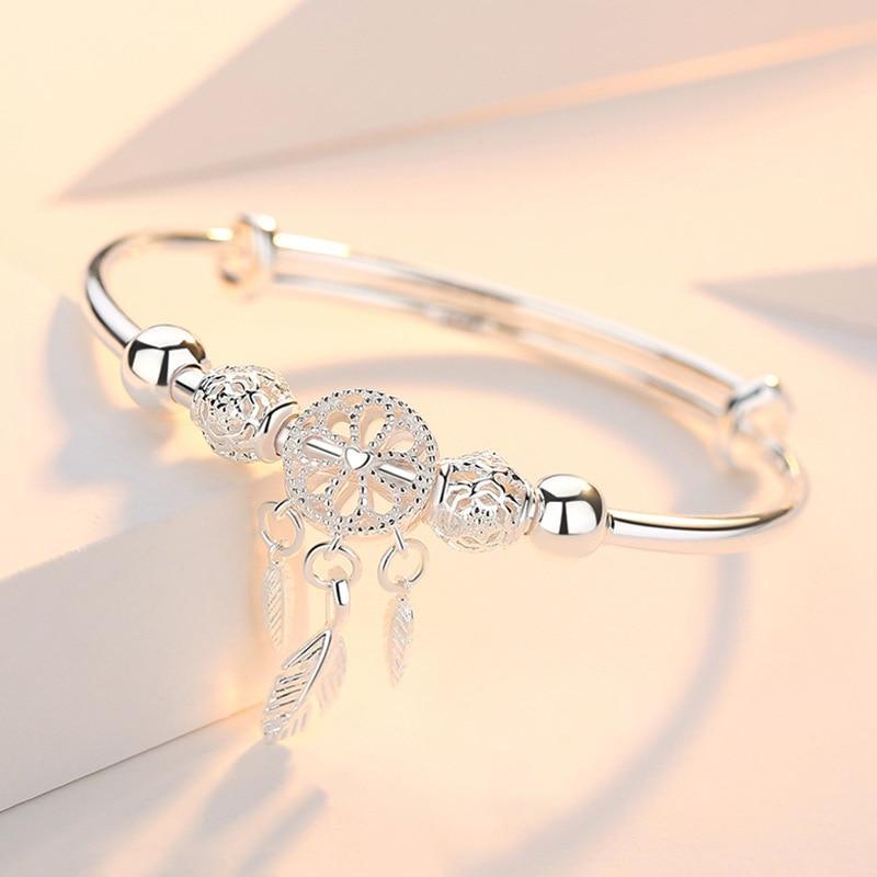 Adjustable Dreamcatcher Bracelet of 925 Silver - Lisa-The Livary