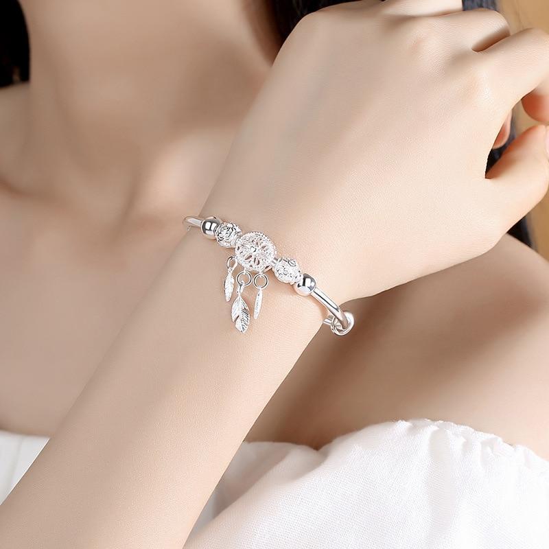 Silver Adjustable Dreamcatcher Bracelet - Aiyana-The Livary