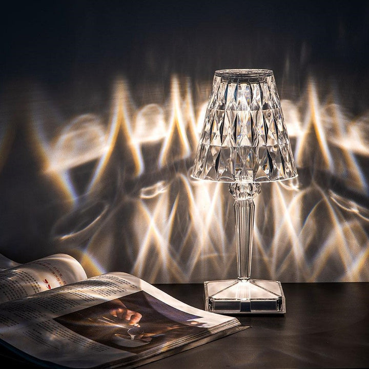 Crystal Table Lamp with Touch Control - LumeCrystal-Transparent-The Livary