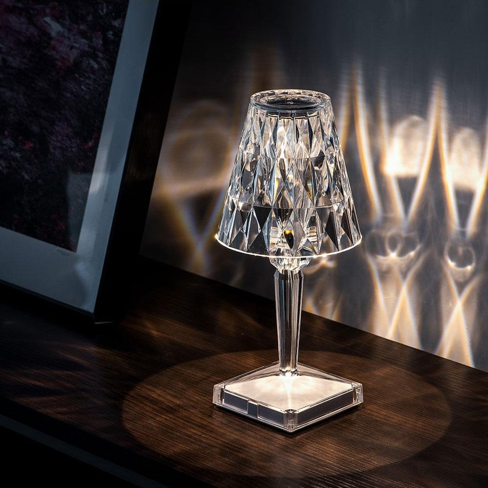 Crystal Table Lamp with Touch Control - LumeCrystal-Transparent-The Livary