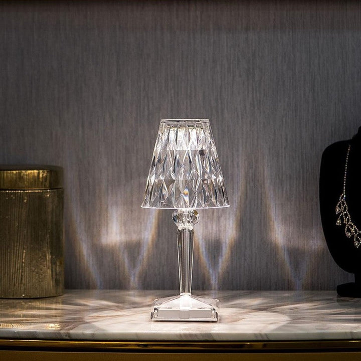 Crystal Table Lamp with Touch Control - LumeCrystal-Transparent-The Livary