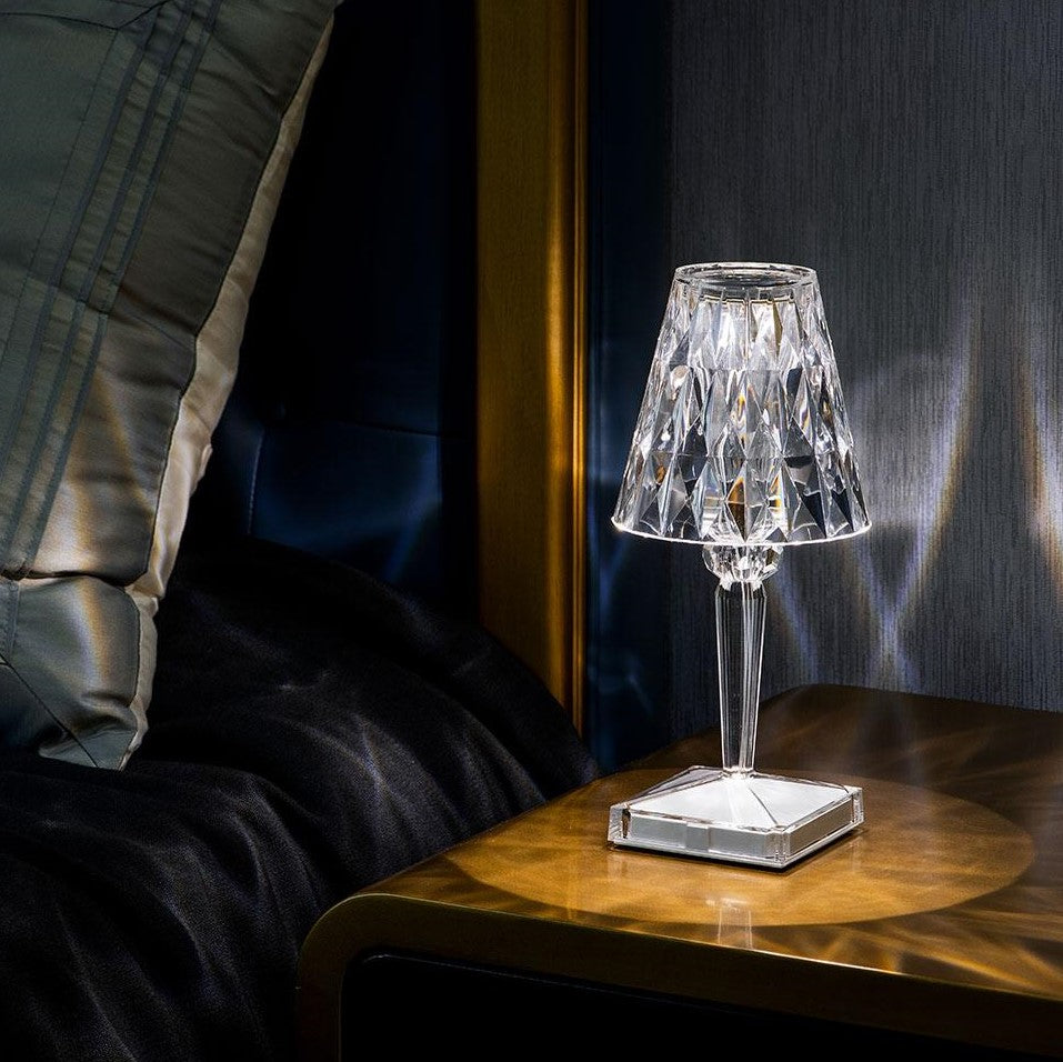 Crystal Table Lamp with Touch Control - LumeCrystal-Transparent-The Livary