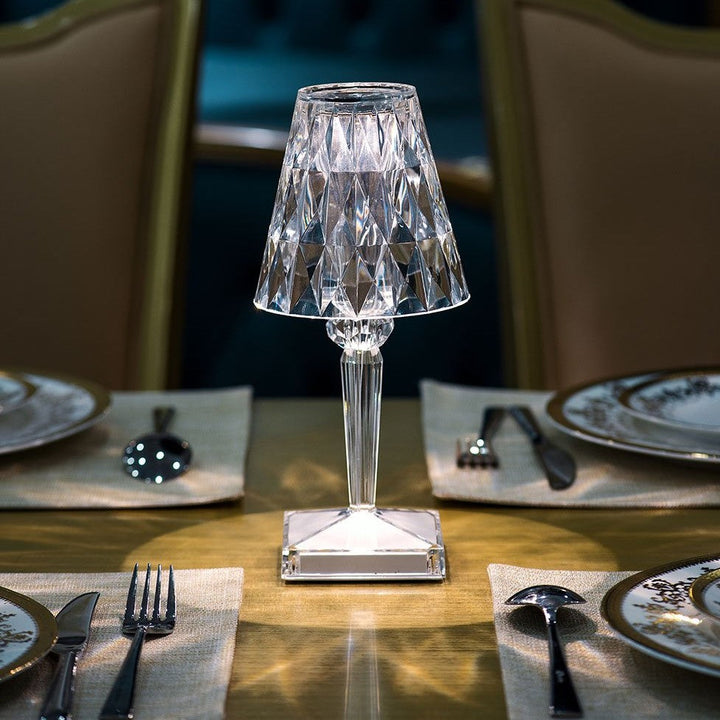 Crystal Table Lamp with Touch Control - LumeCrystal-Transparent-The Livary