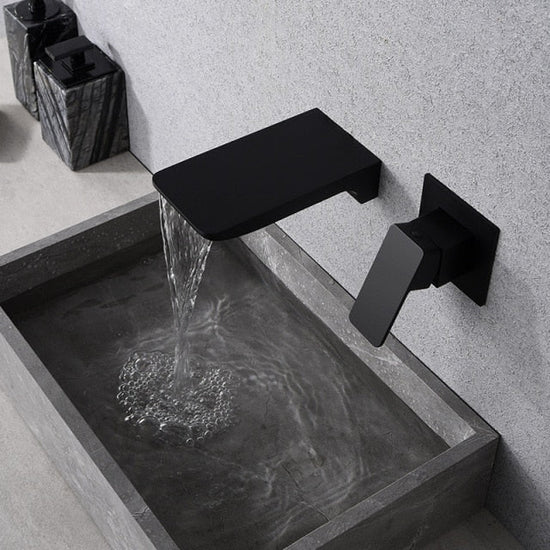 Sensor Wall Tap with Waterfall Outlet – Fluxis-Chromium-The Livary