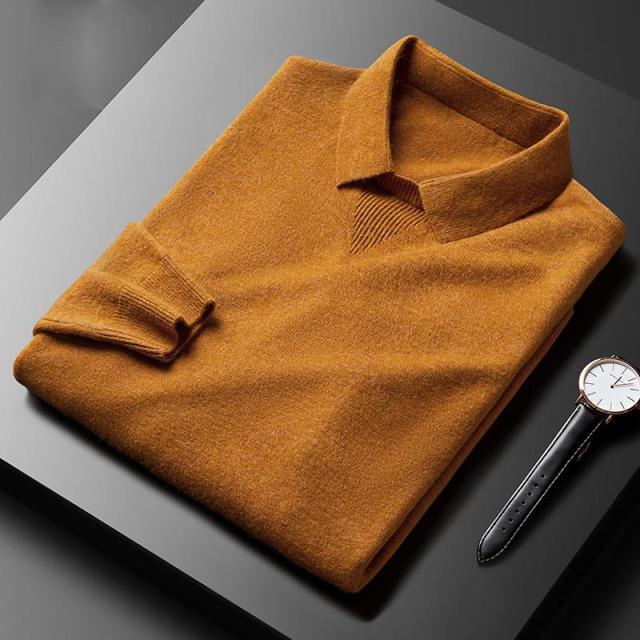 Cashmere Polo Sweater - LuxeRetro-Orange-S-The Livary