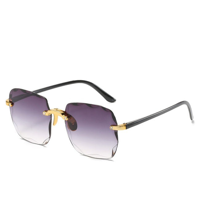 Trendy Rimless Sunglasses with UV400 Protection in Vintage Style – Clea-Gray-The Livary