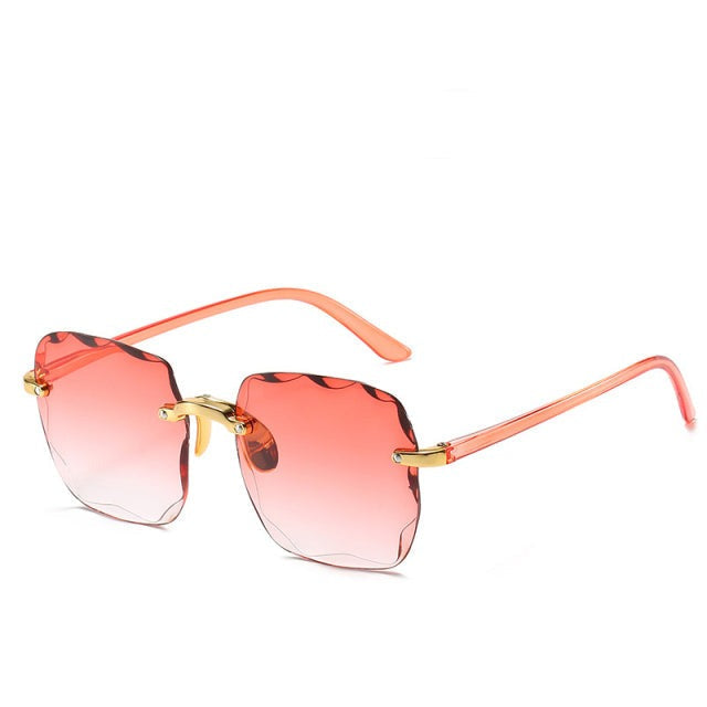 Trendy Rimless Sunglasses with UV400 Protection in Vintage Style – Clea-Red-The Livary