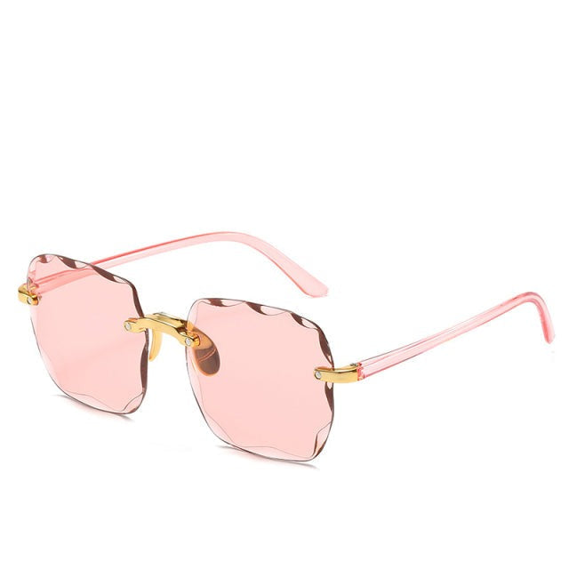 Trendy Rimless Sunglasses with UV400 Protection in Vintage Style – Clea-Light Pink-The Livary