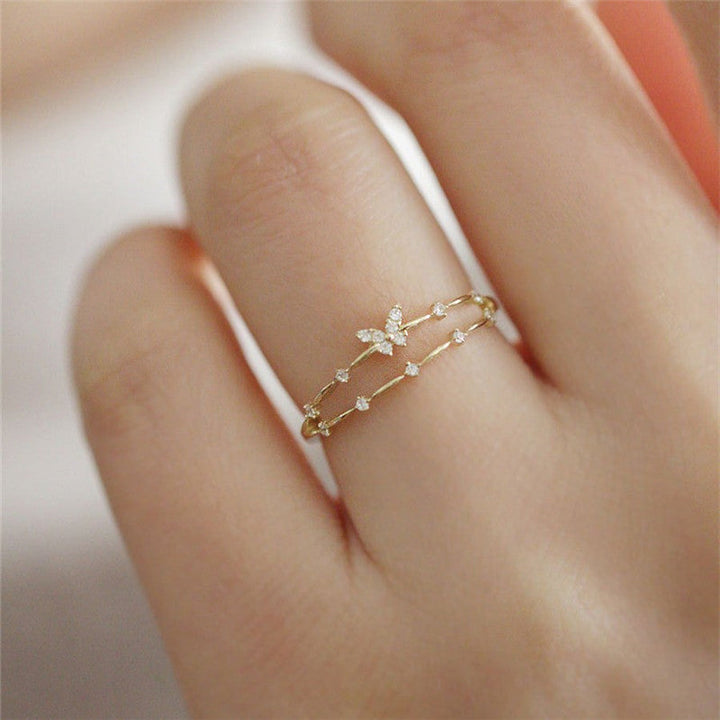 Luxury Butterfly Ring with Sparkling Zirconia - Aurielle-Gold-The Livary