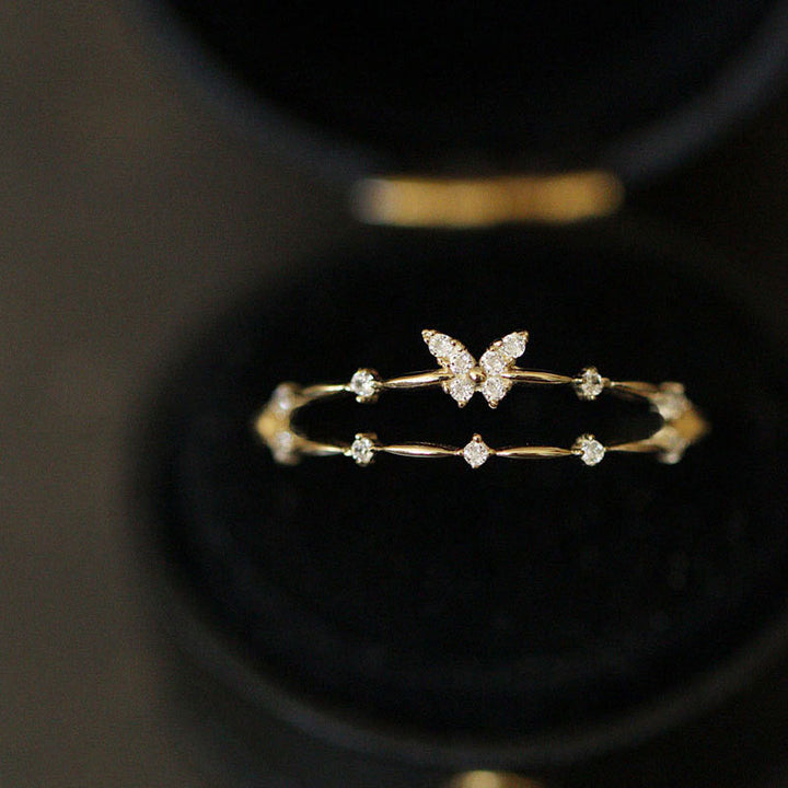 Luxury Butterfly Ring with Sparkling Zirconia - Aurielle-Gold-The Livary