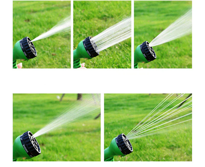 Expandable Garden Hose with Spray Gun – FlexaFlow-Green-7.5 metres-The Livary