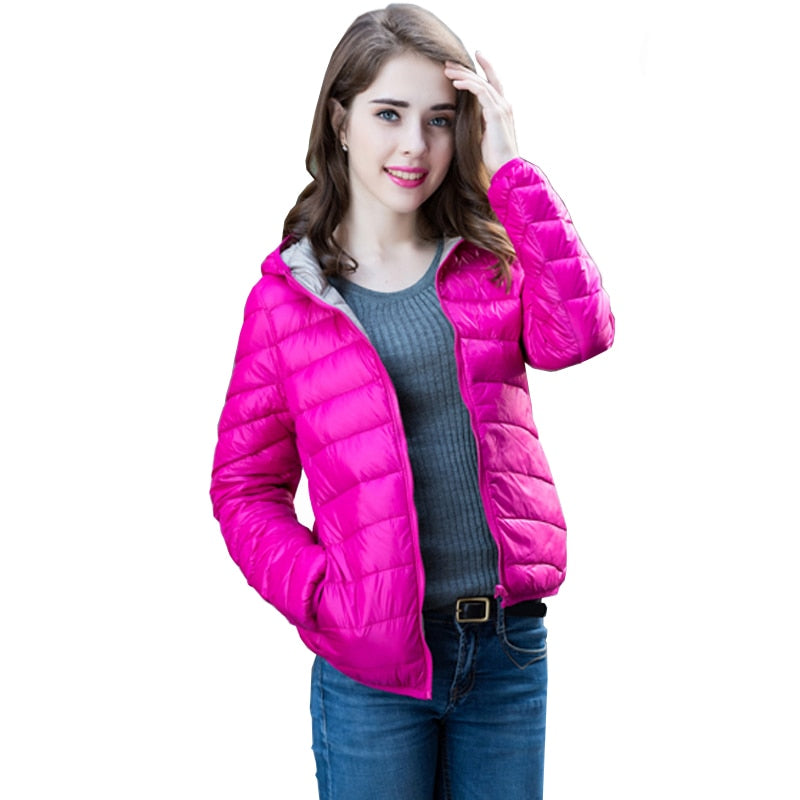 Stylish Reversible Women's Down Jacket - Aurora-Blue-S-The Livary