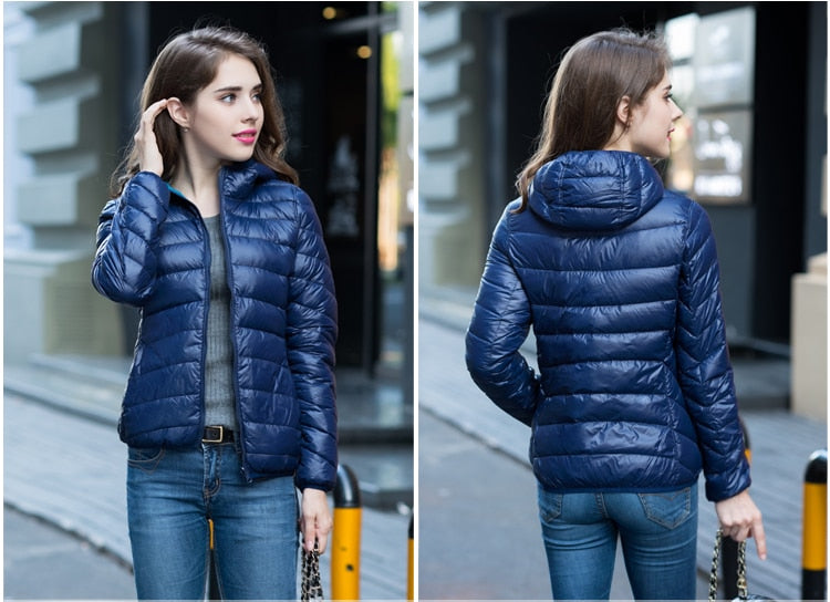 Stylish Reversible Women's Down Jacket - Aurora-Blue-S-The Livary