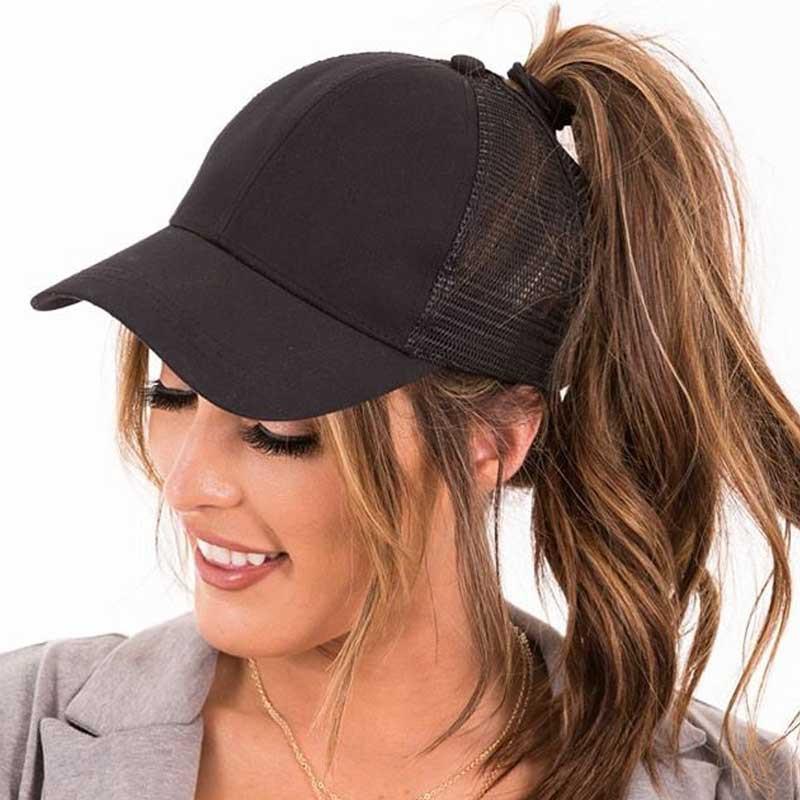 Ponytail Cap with Extra Opening – SkyShield-Black-The Livary