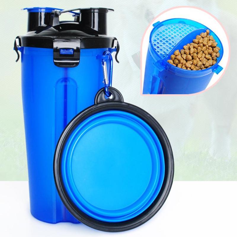 2-in-1 Travel Cup with Food Bowl - PawBuddy™-Blue-The Livary