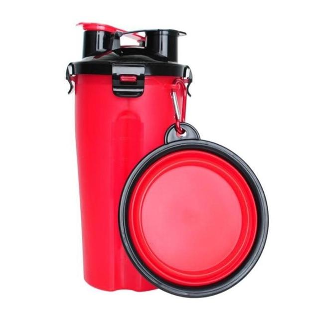 2-in-1 Travel Cup with Food Bowl - PawBuddy™-Red-The Livary