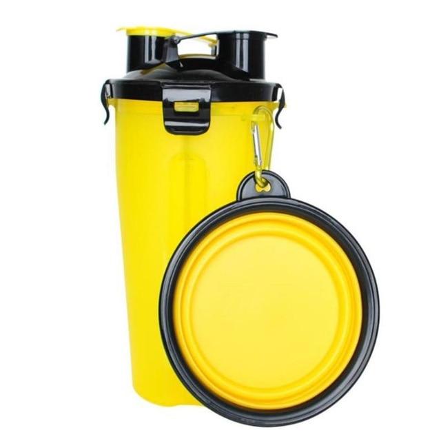 2-in-1 Travel Cup with Food Bowl - PawBuddy™-Yellow-The Livary