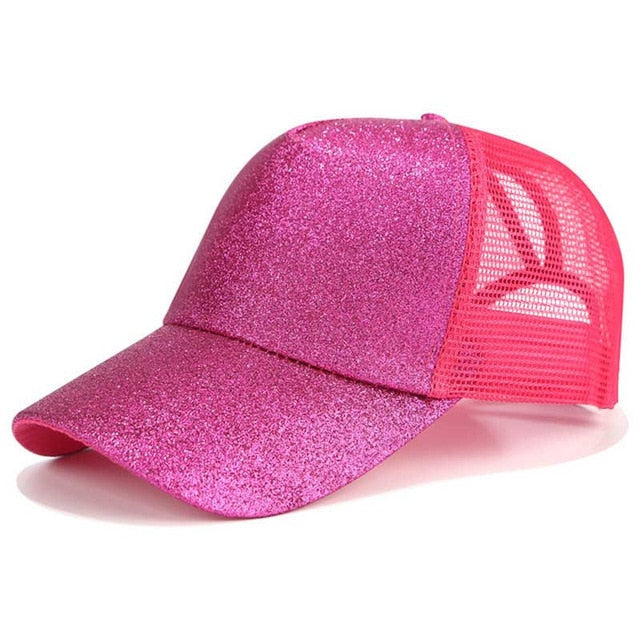 Ponytail Cap with Extra Opening – SkyShield-Pink glitter-The Livary