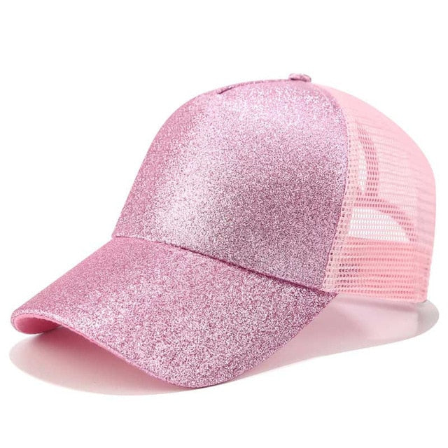 Ponytail Cap with Extra Opening – SkyShield-Pink Glitter-The Livary