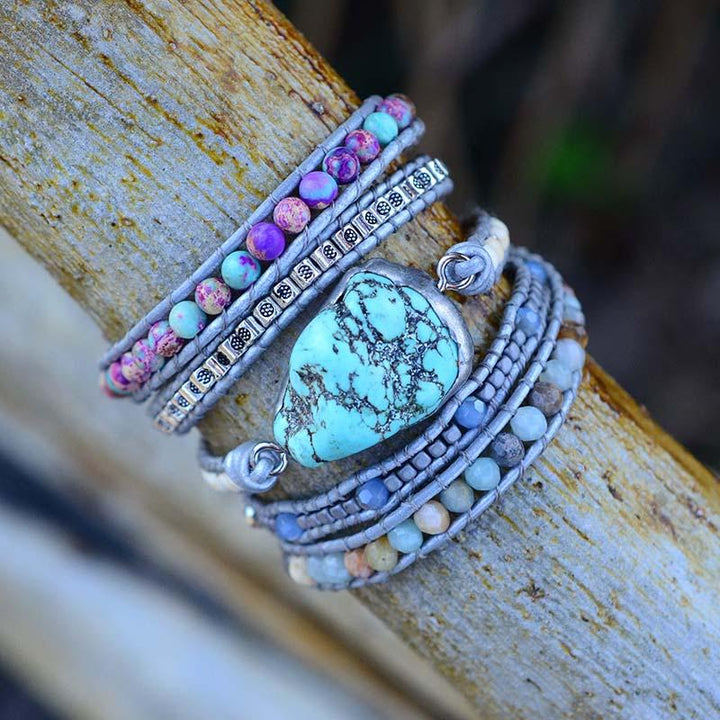 Turquoise Healing and Protection Wrap Bracelet - Selina-The Livary