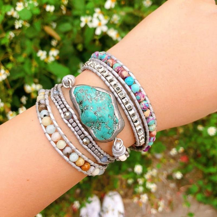 Turquoise Healing and Protection Wrap Bracelet - Selina-The Livary