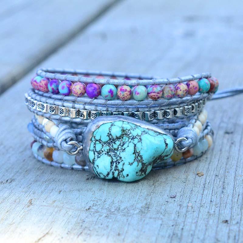 Turquoise Healing and Protection Wrap Bracelet - Selina-The Livary