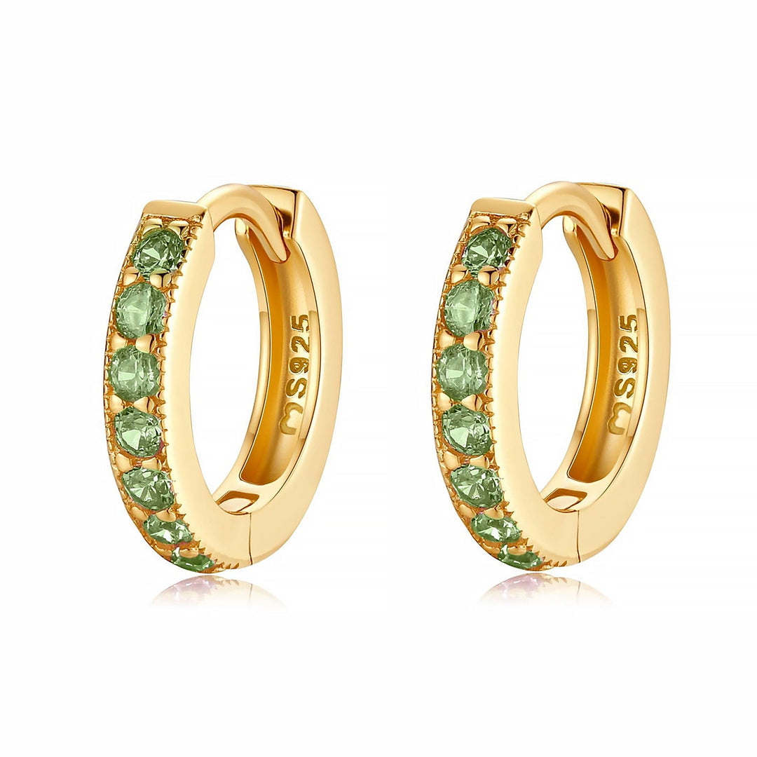 Sparkling Hoop Earrings - Amaranta-Green-Gold-The Livary