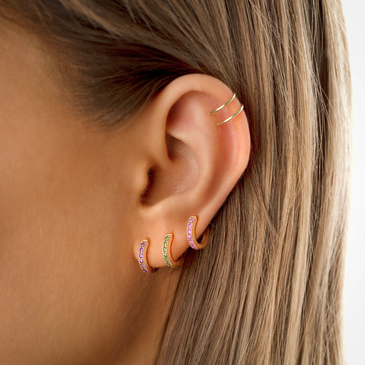 Sparkling Hoop Earrings - Amaranta-Purple-Gold-The Livary