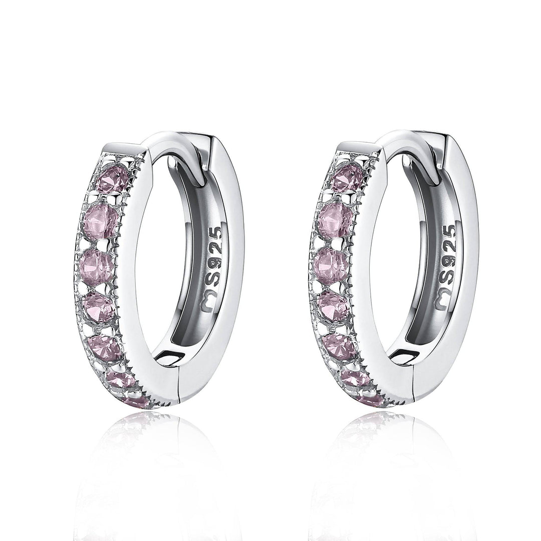 Sparkling Hoop Earrings - Amaranta-Purple-Silver-The Livary