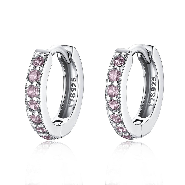 Sparkling Hoop Earrings - Amaranta-Purple-Silver-The Livary