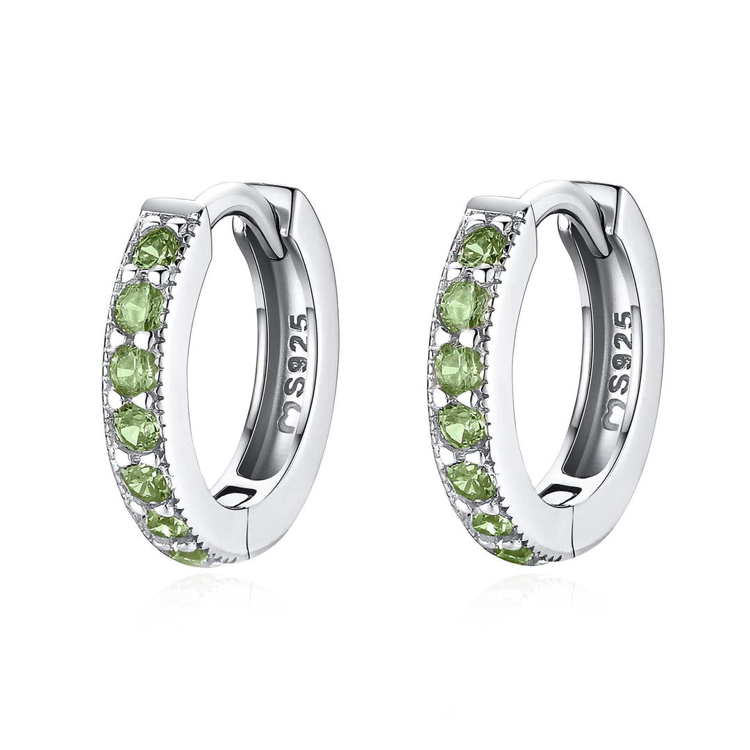 Sparkling Hoop Earrings - Amaranta-Green-Silver-The Livary