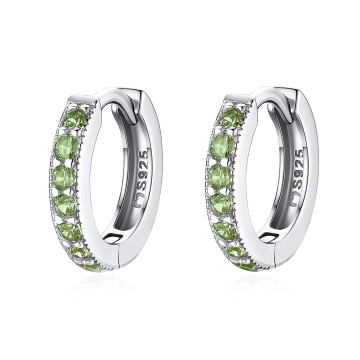 Sparkling Hoop Earrings - Amaranta-Green-Silver-The Livary