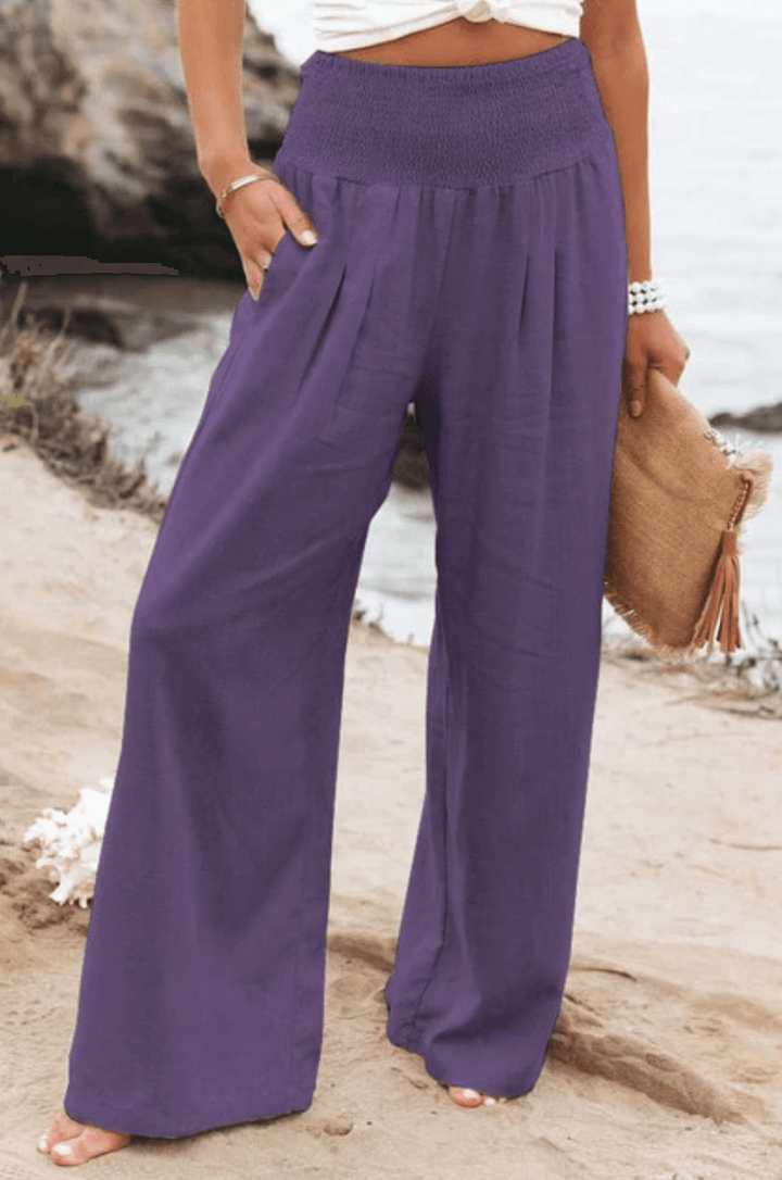 Elegant Palazzo Pants with Boho Flair – Yasmin-Purple-S-The Livary