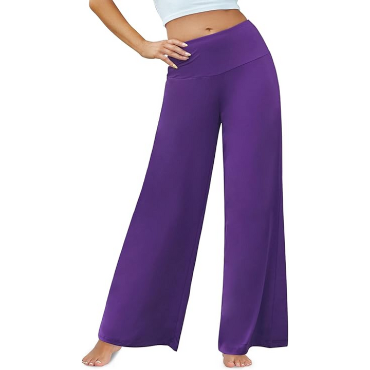 Comfortable High Waist Wide Palazzo Trousers - Oriana-Purple-S-The Livary