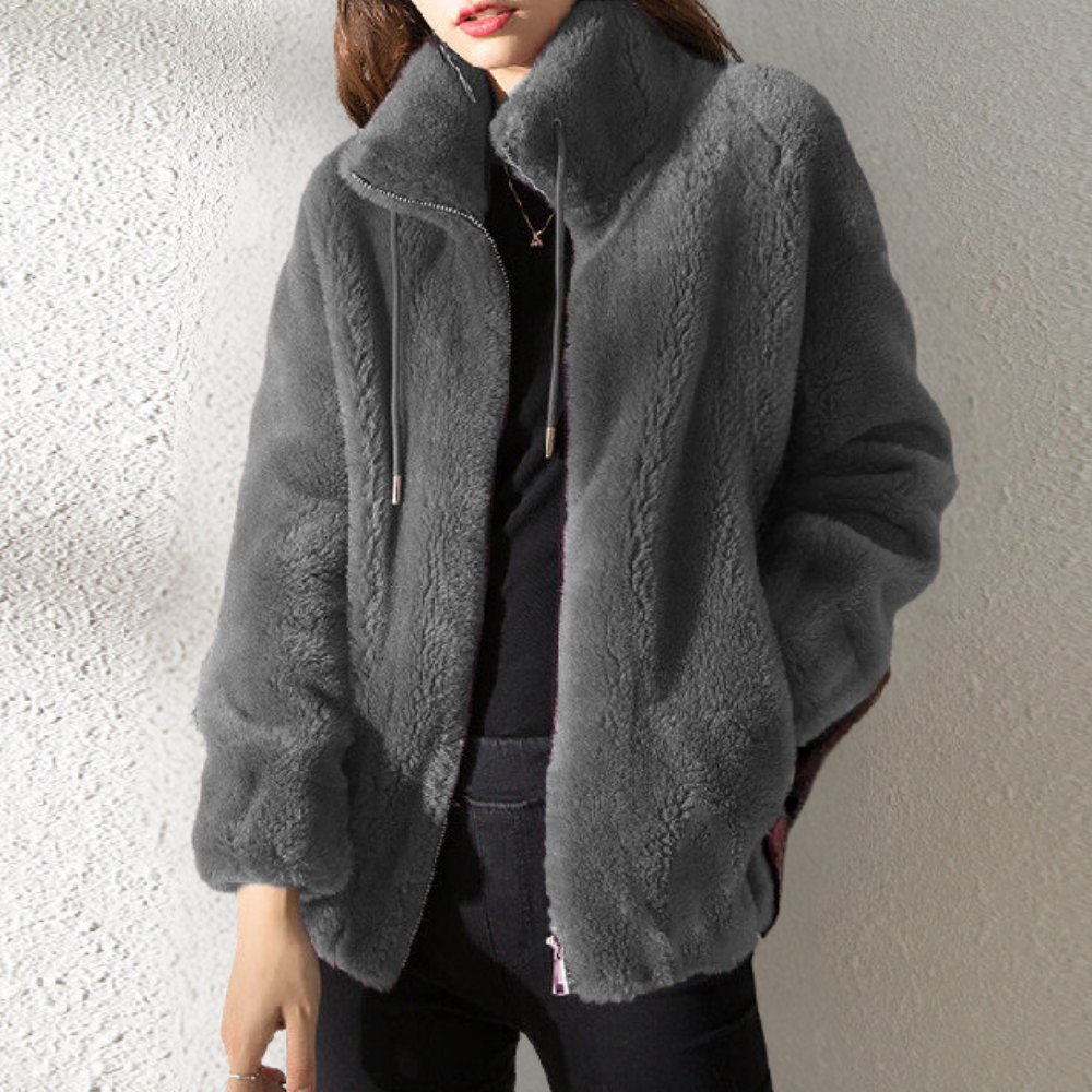 Warm Ladies' Jacket with Zip - Yara-Grey-XS-The Livary